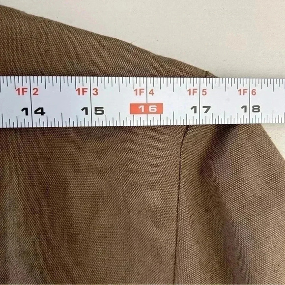 Vintage Linen Blazer Relaxed Fit Neutral Tan Brown Size  EU42 Medium - Picture 9 of 16